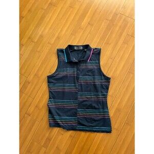 G/FORE women's split stripe tech piqué sleeveless polo small